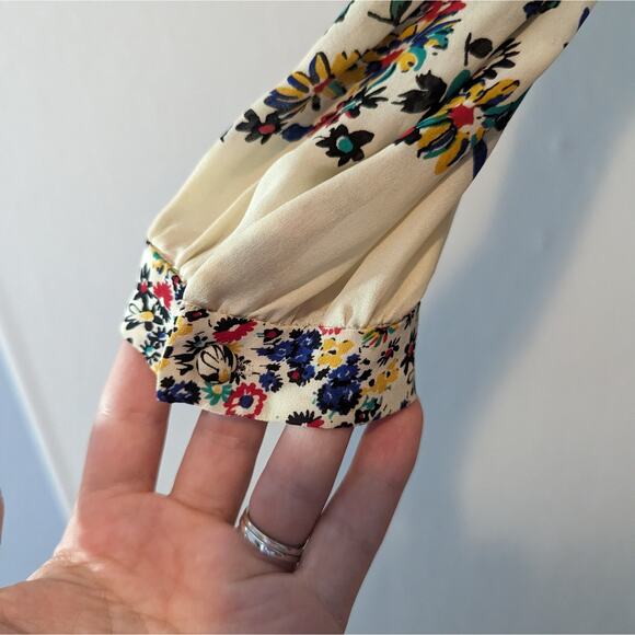 Derek Lam 10 Crosby Nehru Long-Sleeve Floral Silk Blouse Top Size 0 - Picture 5 of 10